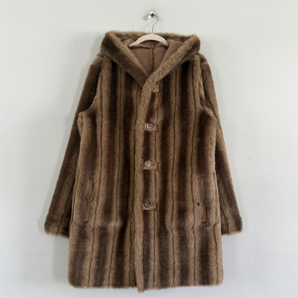 Vintage Dennis Basso Reversible Faux Fur Suede 90's Bratz Hooded Parka Coat